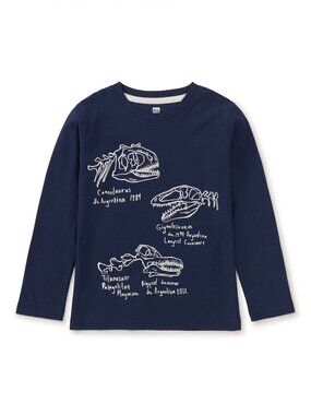 Tea Collection Blue Dino Glow Tee, Size  8